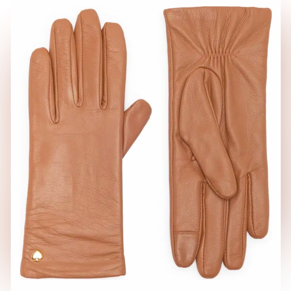 Kate Spade Cognac Leather Gloves NIB